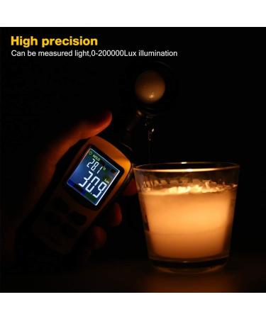 Digital Light Meter with Ambient Temperature Measurer - Up to 200,000 Lux - 4 Digit Color LCD Screen - Buy Online on SooperMarket.com