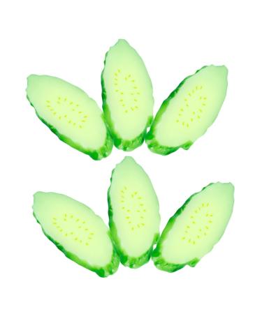 ORFOFE 6pcs Simulation Cucumber Slice Simulation Green Vegetable Green 6.50X3.00X0.50CM