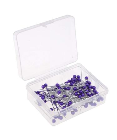Baoblaze 100 Colorful Head Pins Assorted Colored Purple