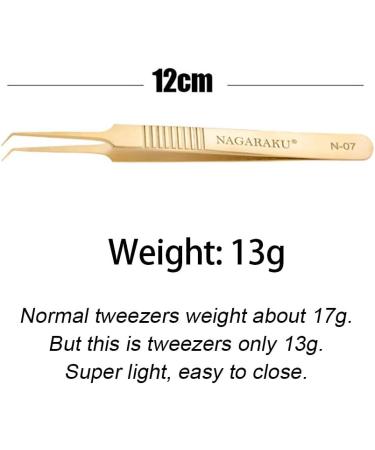 NAGARAKU Gold Curved Angled Volume Tweezers - Lightweight Stainless Steel Precision Tweezer for Easy Eyelash Extension Fanning (N-07) - Buy Online on SooperMarket.com
