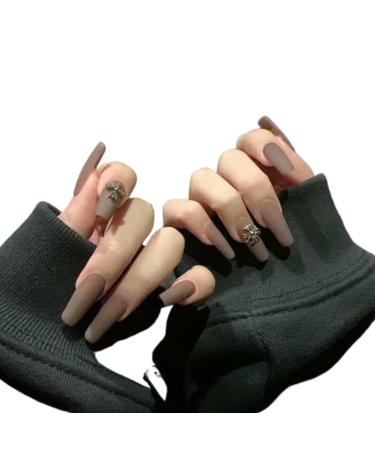 Temperament-enhancing manicure hand-customized manicure new dark matte metal nail in autumn and winter minimalist campus style white and detachable.(XS)
