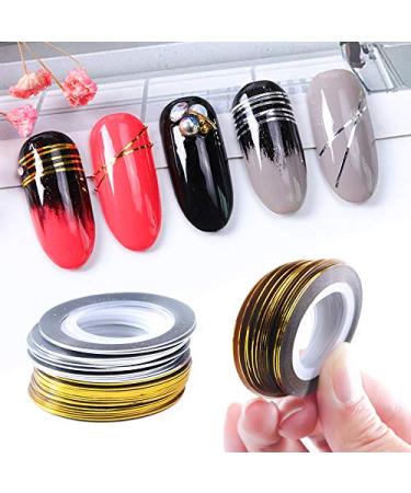 JIAHAO 2Pcs Gold/Silver Rolls Striping Tape Line Nail Art Decoration Sticker - Nail Art Tips for Perfect Manicure - Buy Online on SooperMarket.com