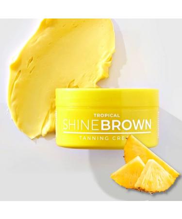BYROKKO Original Shine Brown Tropical Tanning Cream 150 ml | Moisturizing and Non-Sticky Instant Tanning Jam with Carrot Oil Cacao & Shea Butter and Vitamin E & B Yellow