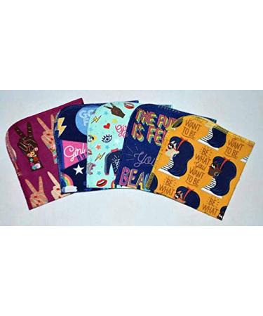 Girl Power 1 Ply 12x12 Inches Set of 5 Printed Flannel Paperless Towels
