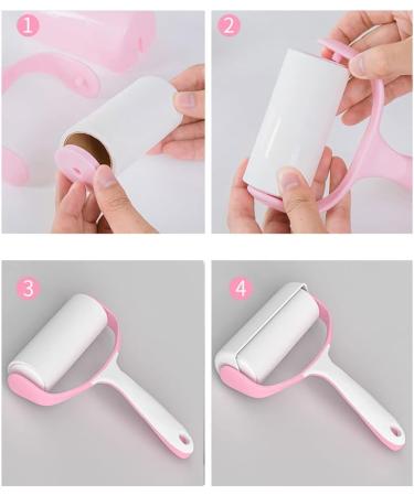300 Sheets Extra Sticky Lint Roller for Pet Hair - 1 Handle + 5 Refills | Pink Sticky Roller for Car Seat & Fur Removal Tool - Buy Online on SooperMarket.com