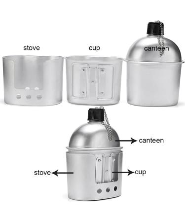Portable Military Canteen Cup Stove Pouch Set for Camping & Hiking - 4Pcs/Set - Buy Online on SooperMarket.com