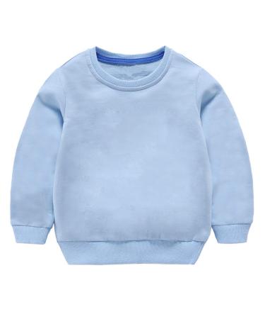 Taigood Kids Jumper for Boys Cotton Sweatshirt Long Sleeve T Shirts Pullover Autumn Winter Age 1-7 Years 5-6 Years Light Blue