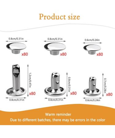 240 Sets TLKKUE Leather Double Cap Rivets - DIY Leather Craft Kit for Bags, Clothes, Shoes, Belts - Silver Decorative Rivets - Buy Online on SooperMarket.com
