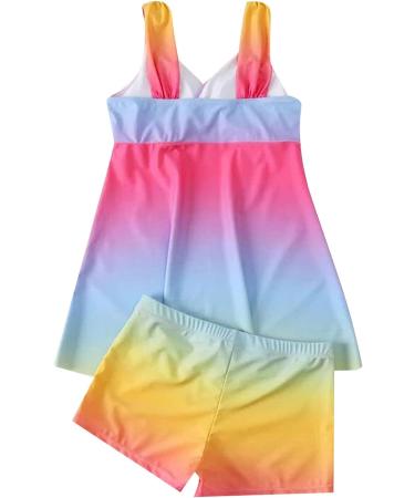 TUNUSKAT Women's Gradient Tankini Bathing Suit - V-Neck Wrap Swimsuit with Boxer Pants - X-Large, Pink - Buy Online on SooperMarket.com