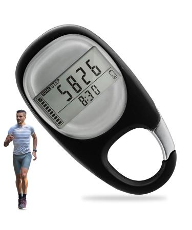 Hojalis pedometer to walk 3D pedometer with clip portable digital pedometer simple stepping counter pedometer without app and cell phone walking black for jogging