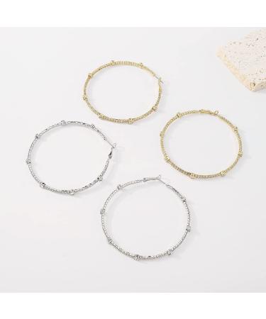 Chargances Gold Large Rhinestone Circle Hoop Earrings for Women - Fashion Wedding Accessories - Buy Online on SooperMarket.com