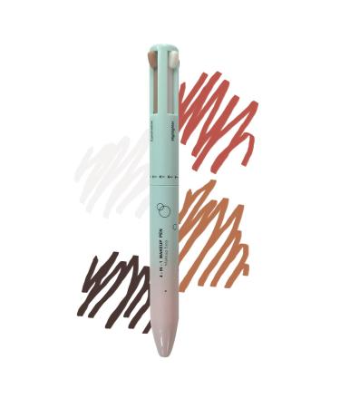 4-in-1 Travel Makeup Pen-Brown Eye Liner/Eyebrow Pencil in Dark Brown Eyeshadow in Brown Lip Liner/Blush in Mauve Highlighter in White Face Multi-Functional Travel Size Makeup Pen