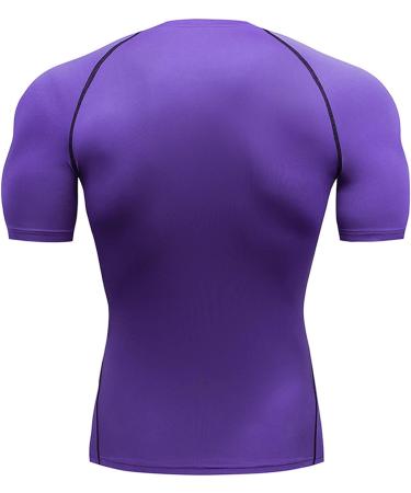 szxiten Men's Compression Workout Set - Purple, X-Large | Gym Tights & Short Sleeve Shirt | Quick Dry Base Layer Sportswear - Buy Online on SooperMarket.com