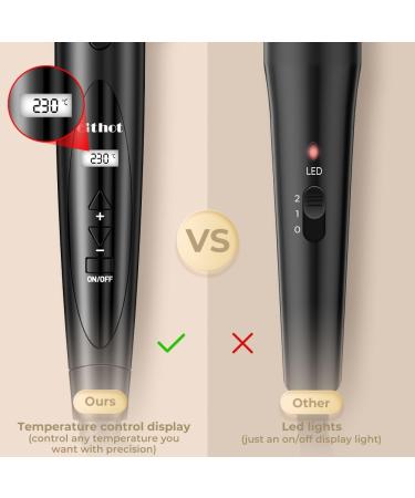 Curling Wand Iron 5-in-1 with PTC, LCD, Temperature Control - Black - Buy Online on SooperMarket.com