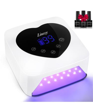 Nail Lamp Cordless UV Led Nail Lamp 72W Rechargeable Nail Dryer with 5 Timer Setting Professional Nail Light with Cute Heart Shape Large LCD Display White