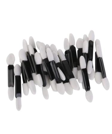 Eye Shadow Applicators Disposable Double Ended Sponge 50pcs Dual Sided Eyeshadow Brush Sponge Tipped Oval Makeup Applicator Eye Shadow Sticks Black Handle