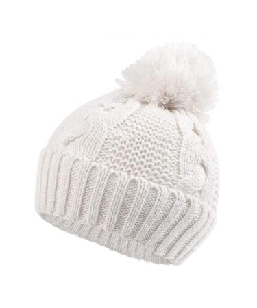 XIAOHAWANG Causal Winter Baby Boys Knit Hat Twist Infant Toddler Hats Kids Girls Pompom Cap 0-3 Years 6-12 Months White