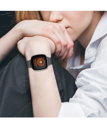 Stainless Steel Bands for Fitbit Versa 3 & Sense - Black Midsize - Buy Online on SooperMarket.com