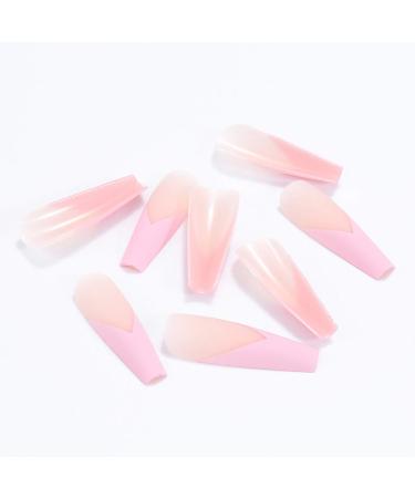 Brishow Coffin Artificial Nails - Pink Ballerina Acrylic Press-On Full Cover Nails (24pcs) for Women & Girls - Buy Online on SooperMarket.com