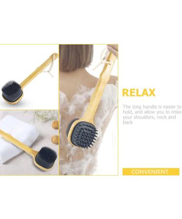 FRCOLOR Loofah Handle Back Scrubber - Silicone Brush for Exfoliation & Massage - Buy Online on SooperMarket.com