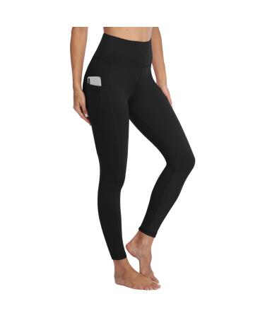 Gayhay leggings women high waist sport leggings with bags black sports leggins long sports pants belly path opaque fitness pants yoga gym leggings running pants a-black s-m