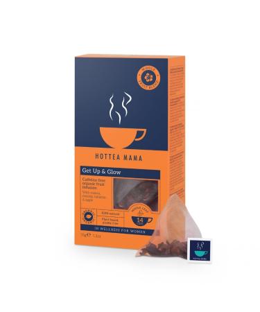 HOTTEA MAMA | Get Up & Glow | Organic Whole Fruit Tea | Vitamin Rich | Caffeine Free | Fruit Tea | 14 Whole Leaf Biodegradable Pyramid Bags