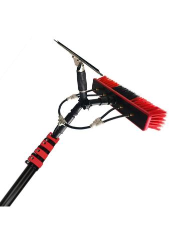 Window Cleaning Brush Window Cleaning Kit with Extension Pole Water Fed Pole Brush System Teleswindow Cleaning Tools Extendable Pole with Squeegee/3.6 M/11.8 Ft 35cm Brush Head 7M/24FT