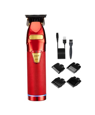 Hair Clippers USB Rechargeable Electric Beard Trimmer Barbers Hair Grooming Kit Red Metal Beard Trimmer
