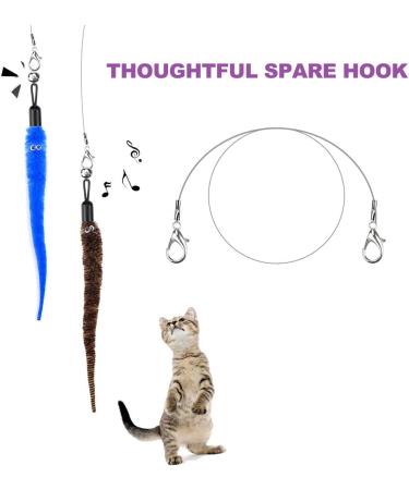 Retractable Cat Toy Wand Bundle - 11 Interactive Feather Toys and Bell Teaser Refills - 7 Worms, 1 Fish - Includes Replacement Line - Fun Exercise Toy for Cats - Buy Online on SooperMarket.com
