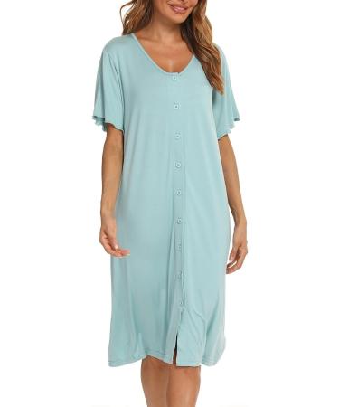 Jecarden Women's Short Sleeve Maternity Nightgown - Comfortable Modal Cotton Sleepwear in Green - Buy Online on SooperMarket.com