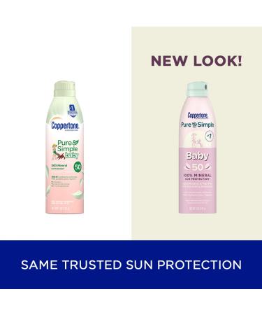 Coppertone Pure and Simple Baby Sunscreen Spray SPF 50 - Zinc Oxide Mineral Sunscreen for Babies - Water Resistant - 5 Oz - Buy Online on SooperMarket.com