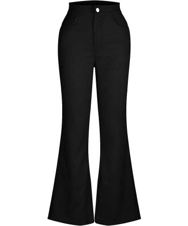 Vintage Y2K High Waist Corduroy Flared Pants for Women - Black | Streetwear Wide Leg Trousers with Pockets - Buy Online on SooperMarket.com