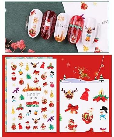 Brishow Christmas Nail Stickers 8 Sheets Nail Polish Stickers Self-Adhesive Elk Snow Nail Art Decals Full Wraps Nail Art Designs for Women Girls - Buy Online on SooperMarket.com