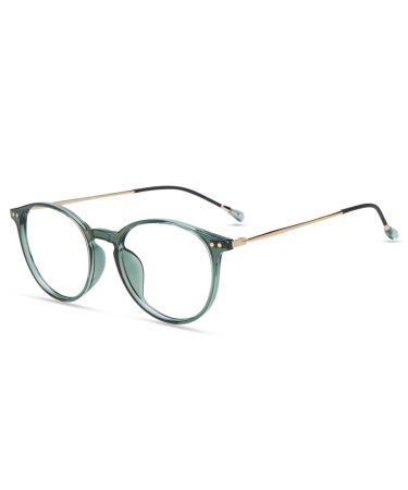 Firmoo Blue Light Blocking Reading Glasses for Women/men Anti Glare Glasses Round Computer Reader Glasses Green-s7715 0.0 x