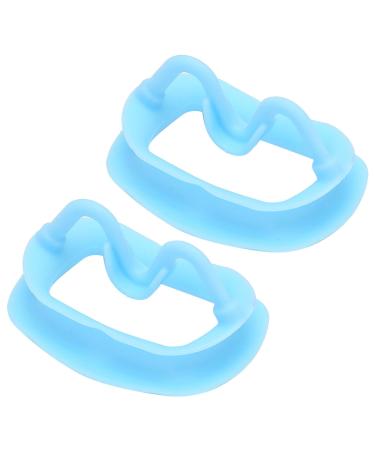 Wound retractor 2 pieces of silicone cheek retractor Whitening Mouth opener for the oral inspection pink actor bleaching silicone reusable portable (blue)