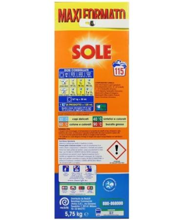 SOLE DETERSIVO POLVERE BUCATO LAVATRICE 3 IN 1 BIANCO SPLENDENTE FUSTO 115 LAVAGGI - Buy Online on SooperMarket.com