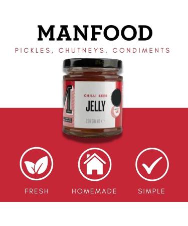 Manfood Chilli Beer Jelly (200g) | Sweet Jelly with a hint of Chilli | Perfect for Cheese | Try in a Gravy or use as a Glaze for Meat or tofu | Made in The UK - Buy Online on SooperMarket.com