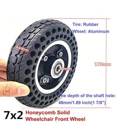 Wheelchair Front Wheel 7X1 3/4 Wheelchairer Wheels Electric Wheelchair Wheel Replacement Parts Front Wheelchair Wheel Honeycomb Solid Tire Black Aluminum Alloy Hub Set of 2/8Mm - Buy Online on SooperMarket.com