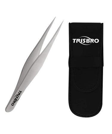 Pointed Tweezers for Ingrown Hair - Tweezers for Splinters Hairs & Precision Sharp Needle Nose Pointed Ticks & Glass Removal - Best for Facial Hair Removal & Eyebrow Hair (Silver)