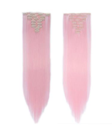 Light Pink Clip-in Hair Extensions - 26 (66cm) Straight Hairpiece 140g - Realistic 8 Wefts for Stunning Style - Buy Online on SooperMarket.com