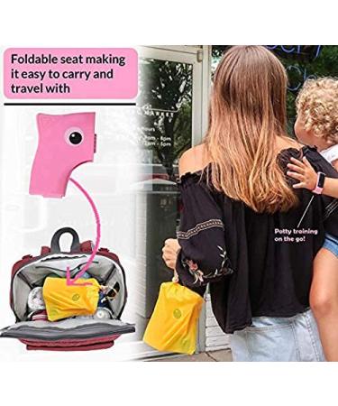 Pokanic Travel Potty Training Seat Cover with Non-Slip Silicone Pads and Carry Bag - Pink | Portable, Reusable Toilet Seat for Kids and Toddlers - Buy Online on SooperMarket.com