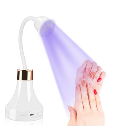 Aceshop LED Nail Lamp Rose Mini Nail Dryer Portable 18W UV Nail Lamp 360 Rotatable Nail Lamp for Gel USB Rechargeable Quick Dry Nail Polish Curing Lamp for Home DIY Salon Manicure Decortion