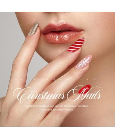 Vatocu Christmas False Nails - Short Red Press On Nails with Snowflake, Elk, and Snowman Designs - 24pcs for Women and Girls - Buy Online on SooperMarket.com