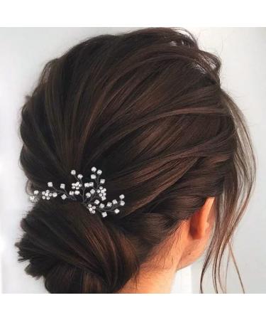 Brishow Wedding Hair Pins Silver Pearl Hair Clip Rhinestone Hair Accessories for Women and Girls