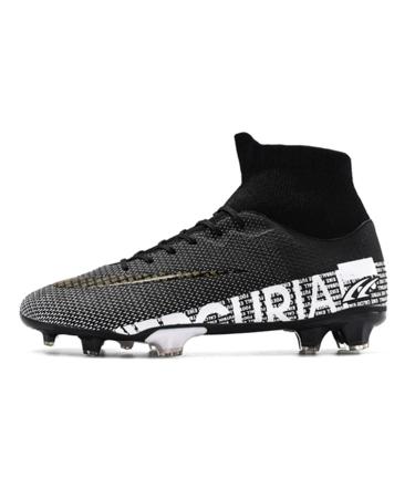 Juioguae Football Boots Kids High-Top Football Boots Boys Girls Breathable Football Boots Men 42 EU Black