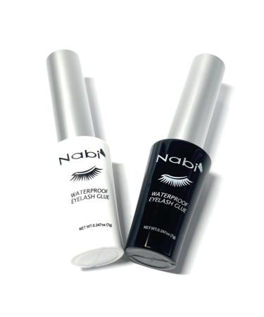 (Set of Black & Clear) Waterproof Eyelash Glue with Applicator Extra Strong Hold for Lash Extensions False Eyelash Adhesives Long-Lasting Strip Lash Glue Natural-Looking