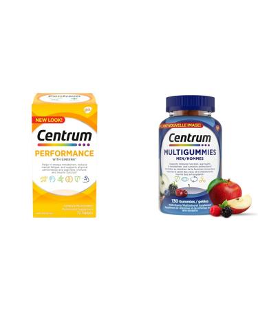 Centrum Performance Multivitamins/Minerals for Men & Women with Ginseng | Centrum Men MultiGummies (130 Count)