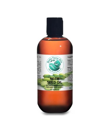 Bella Terra Oils Neem Seed Oil. 8 oz. 100% Pure Cold-pressed Unrefined Organic Natural 8 Ounce