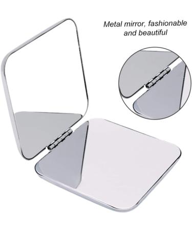 Folding Makeup Mirror Portable Stainless Steel Cosmetic Mirror Double Sided Pocket Mirror Square Hand Pocket Makeup Mirror - Buy Online on SooperMarket.com