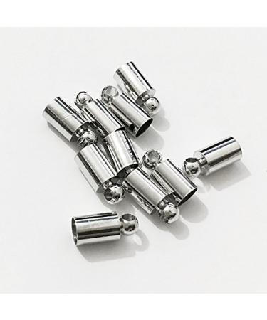50pcs Glue-in Style Necklace Cord Crimp End Caps Tassel caps Beads crimps end (4mm Wide  9mm Long  Rhodium Plated) 4mm wide  9mm long Rhodium Plated